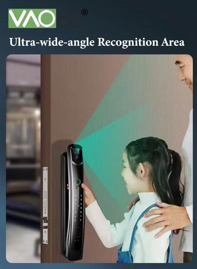 VAOdo Smart Door Lock with 3D Face Recognition, Remote APP monitoring, Smart WiFi Door Locks with Camera, 6 in 1 Keyless Entry Door Lock, Full Escutcheon Smart Door Handle, Digital Keypad Deadbolt for Home and Office - Image 5