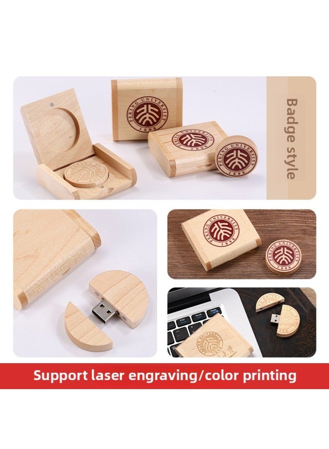 Loquat Wooden Mobile Phone U Disk Typec Dual-interface Computer Dual-purpose Logo School Business Souvenir Gift-Color:Maple 【type-c Double Port】 + Wooden Box Set-Capacity:128GB  - Image 3