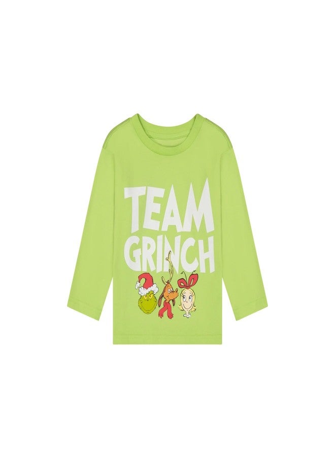 The Grinch تيشيرت بأكمام طويلة للأطفال الصغار من الجنسين بتصميم شخصية غرينش من دكتور سوس لعيد الميلاد، مقاسات من 12 شهرًا إلى 5 سنوات (المقاس الأمريكي، العمر، 3 سنوات، أخضر فاتح) - Image 2