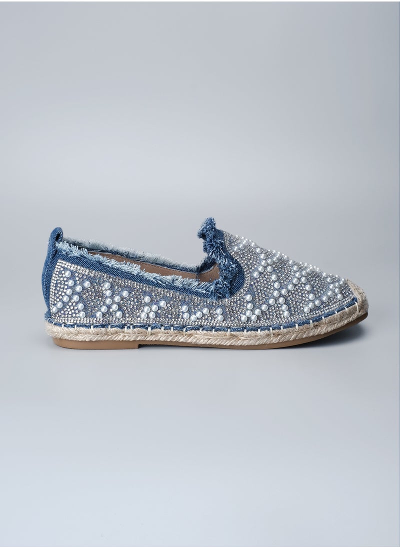 MERRY KURRY - Lady's Handmade Espadrilles Shoes With Pearls And Crystals , Fashion For Summer &Spring 2024 - Image 1