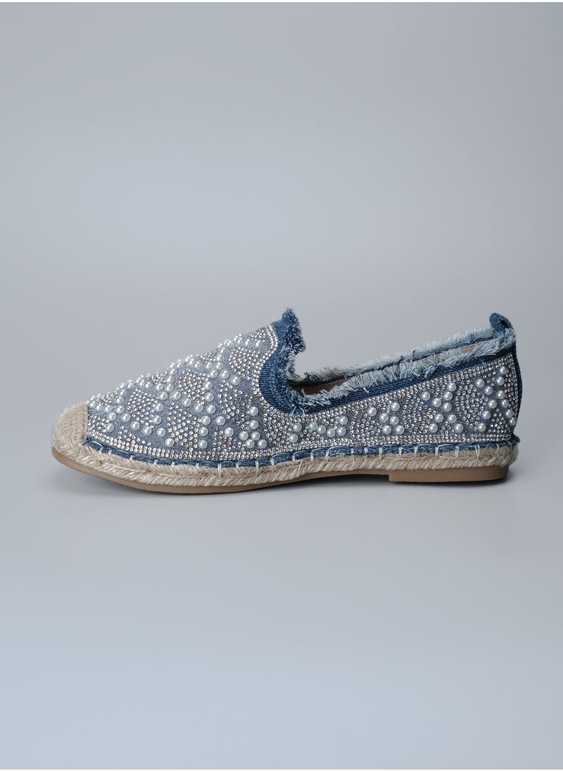 MERRY KURRY - Lady's Handmade Espadrilles Shoes With Pearls And Crystals , Fashion For Summer &Spring 2024 - Image 1
