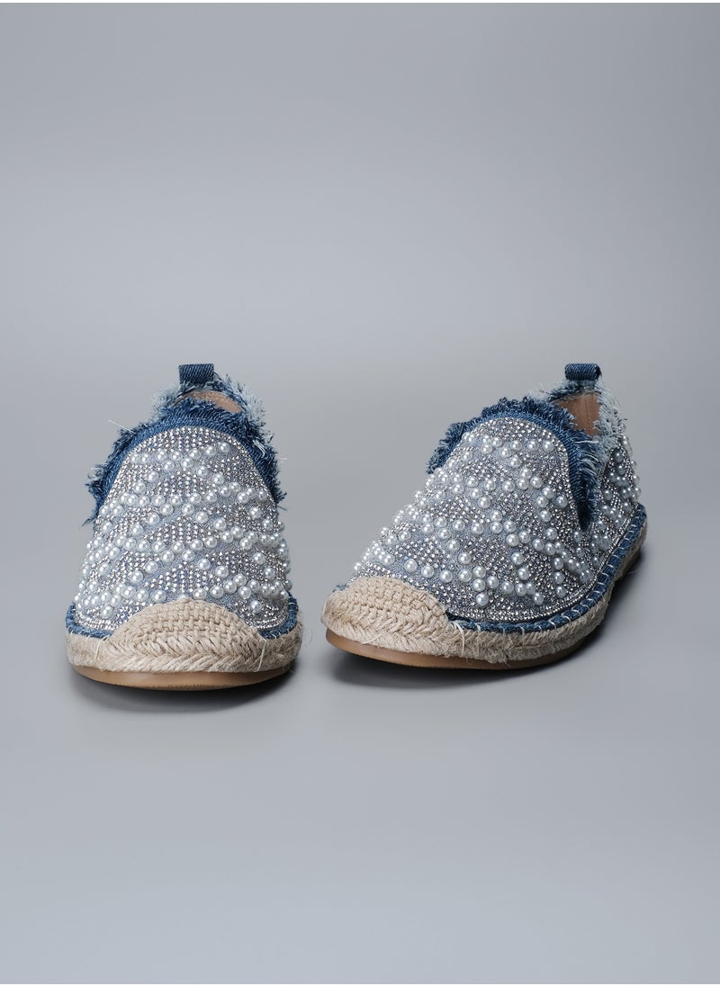 MERRY KURRY - Lady's Handmade Espadrilles Shoes With Pearls And Crystals , Fashion For Summer &Spring 2024 - Image 1