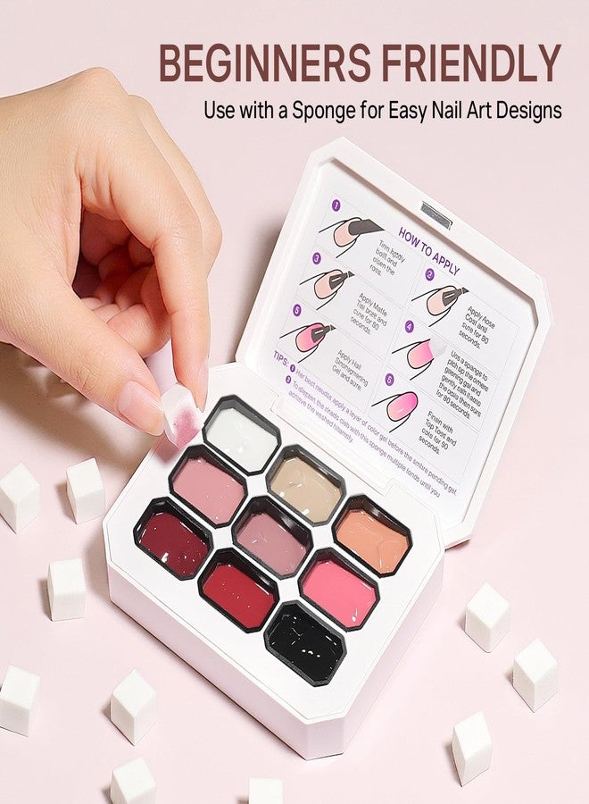 MIZHSE 9 Neutral Colors Patting Gel Polish Palette for Ombre Nail Art - Image 5