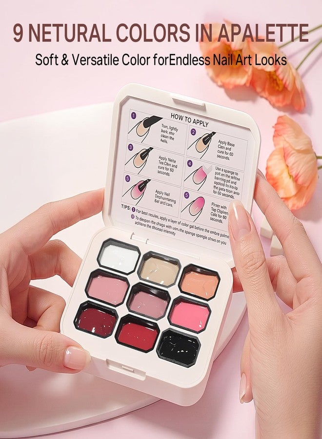 MIZHSE 9 Neutral Colors Patting Gel Polish Palette for Ombre Nail Art - Image 3