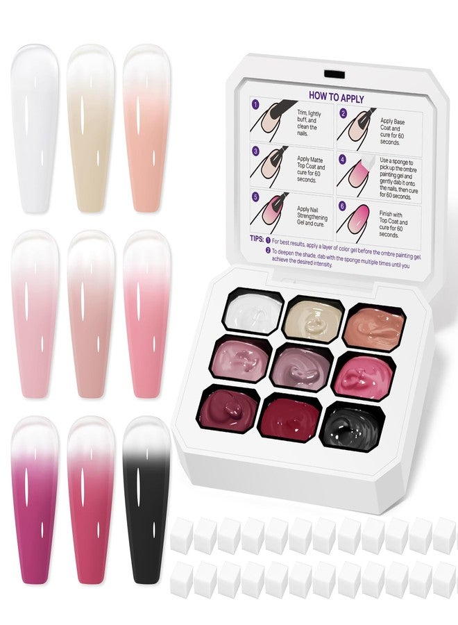 MIZHSE 9 Neutral Colors Patting Gel Polish Palette for Ombre Nail Art - Image 1