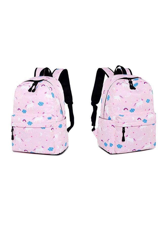 طقم حقيبة ظهر مدرسية بطبعة وحيد القرن مكون من 3 قطع بالألوان الوردي والأبيض والأزرق - Image 2