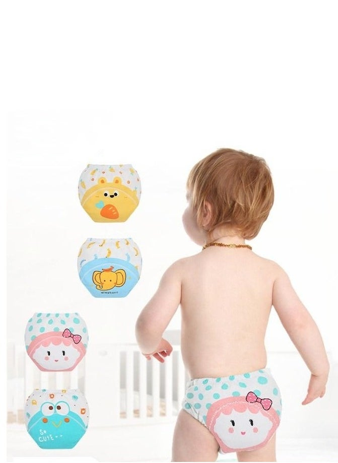 MIXDE 4 Piece Potty Training Underwear, 6 Layers Breathable Cotton Absorbent Trainer Pants for Toddler Baby Boys Girls Waterproof 