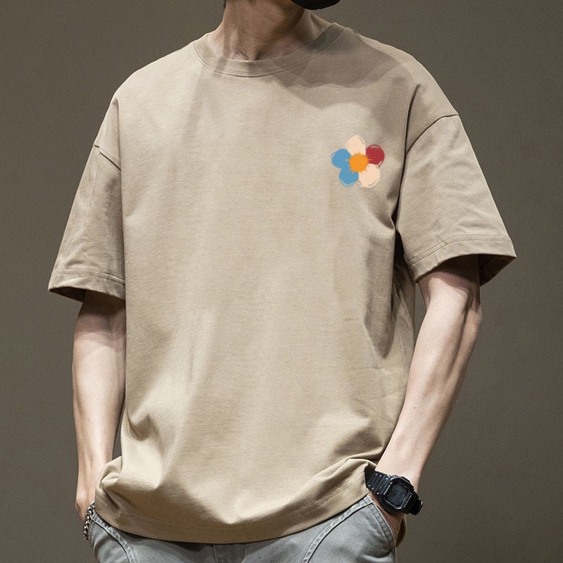 American Trendy Brand Simple Printed Short-Sleeved T-Shirt for Men and Women in Summer Ins Couple Loose Round Neck Bottoming Shirt Comfortable and Breathable - Image 2