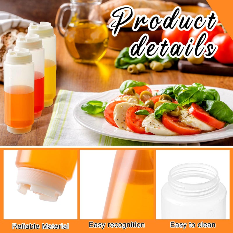 Singhoow 12 Pcs 24 oz Condiment Squeeze Bottles Restaurant Plastic Sauces Squeeze Ketchup Dispenser Inverted Refillable Large Clear Dressing Bottles for Restaurant Kitchen Catering - Image 3