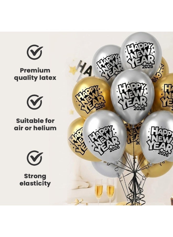 PRINTSHOP4ME New Year Balloons Set For Party Decorations | Balloon Pack For Indoor And Outdoor Events | Ideal For Home,Office,Countdown And Celebration Decor - Image 3