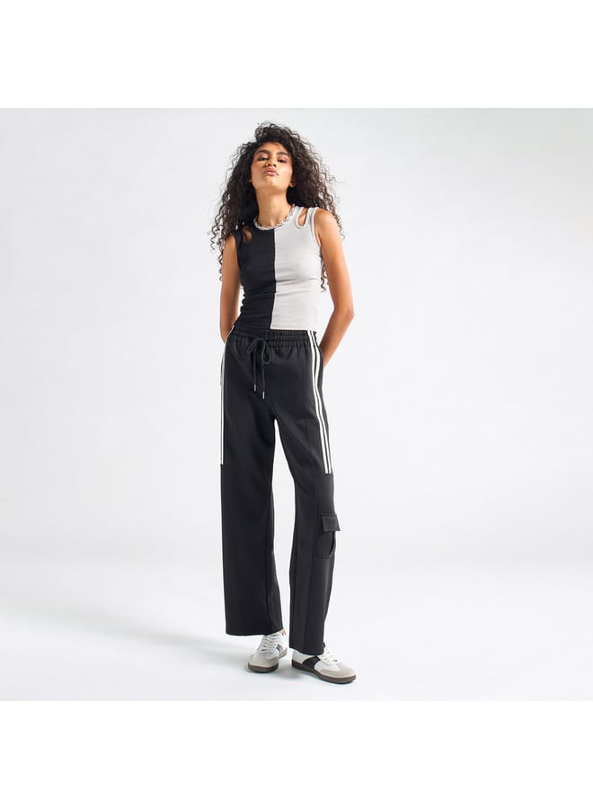 Splash FAV Tape Detail Wide Leg Pants with Cargo Pockets and Drawstring Closure - Image 2