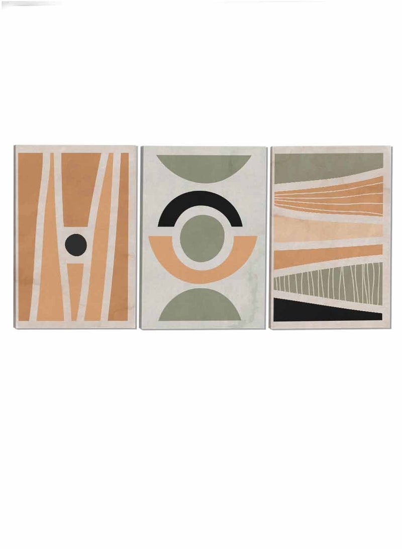 لوحة طقم من ٣ لوحات كانفاس على إطار خشبي تصميم رسم يدوي مزخرف للمنزل غرفة المعيشة المكتب الديكور - Image 4