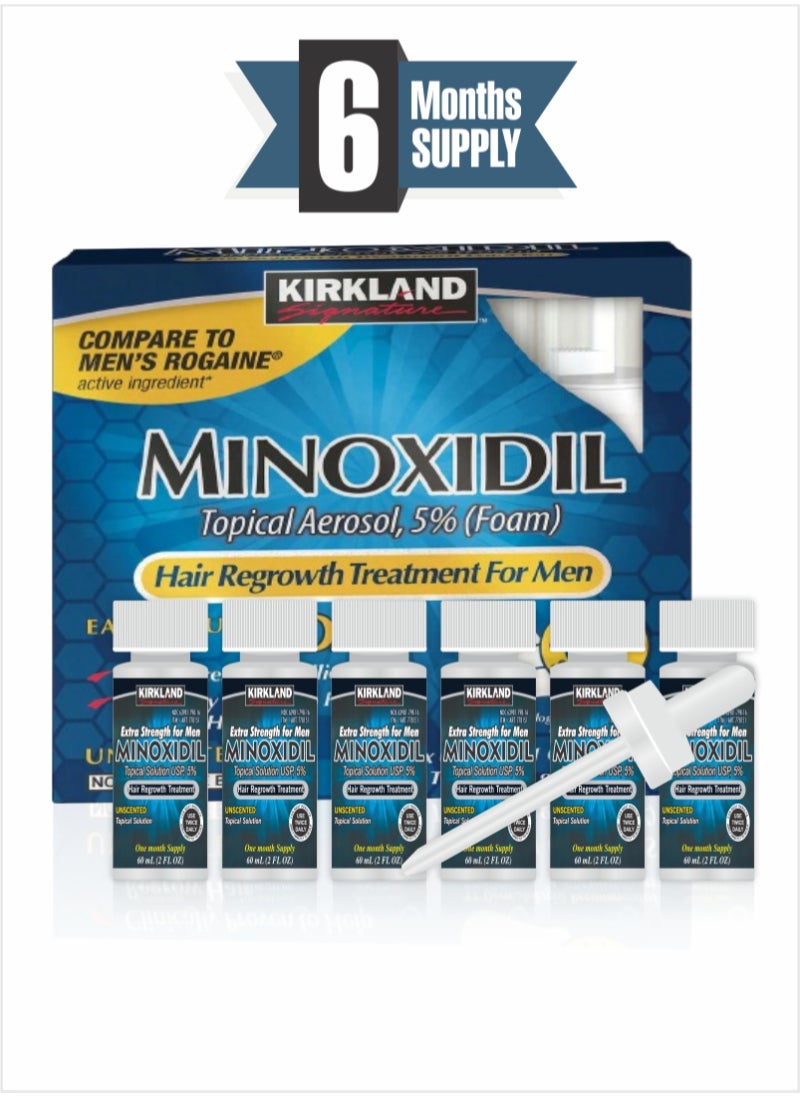 Kirkland Signature - Minoxidil Hair Growth Solution USP 5%: Proven Solution for Men Pack of 6 - Image 1
