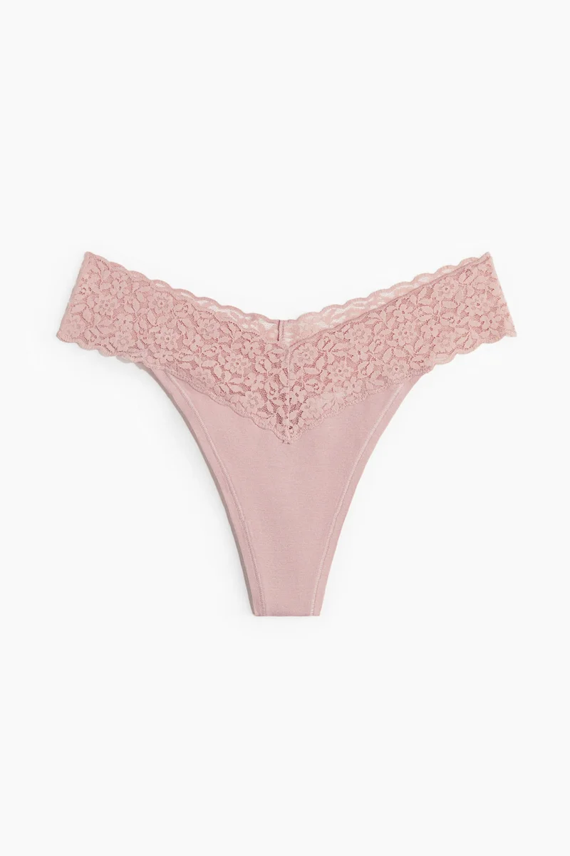 H&M 3-pack cotton and lace thong briefs