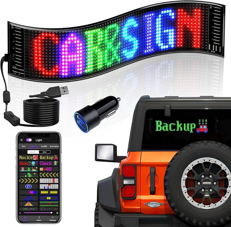 VDIKKS لوحة مصفوفة LED مرنة من - 14.6 × 3.6 بوصة، لافتة رقمية RGB بجهد 5V USB، تحكم عبر تطبيق Bluetooth، لافتة تمرير قابلة للبرمجة DIY للسيارة، المتجر، البار، الحفلة، المهرجان - Image 1