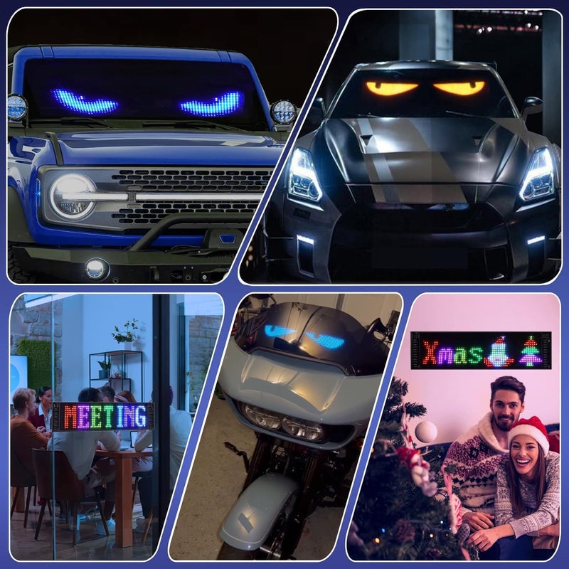 VDIKKS لوحة مصفوفة LED مرنة من - 14.6 × 3.6 بوصة، لافتة رقمية RGB بجهد 5V USB، تحكم عبر تطبيق Bluetooth، لافتة تمرير قابلة للبرمجة DIY للسيارة، المتجر، البار، الحفلة، المهرجان - Image 2