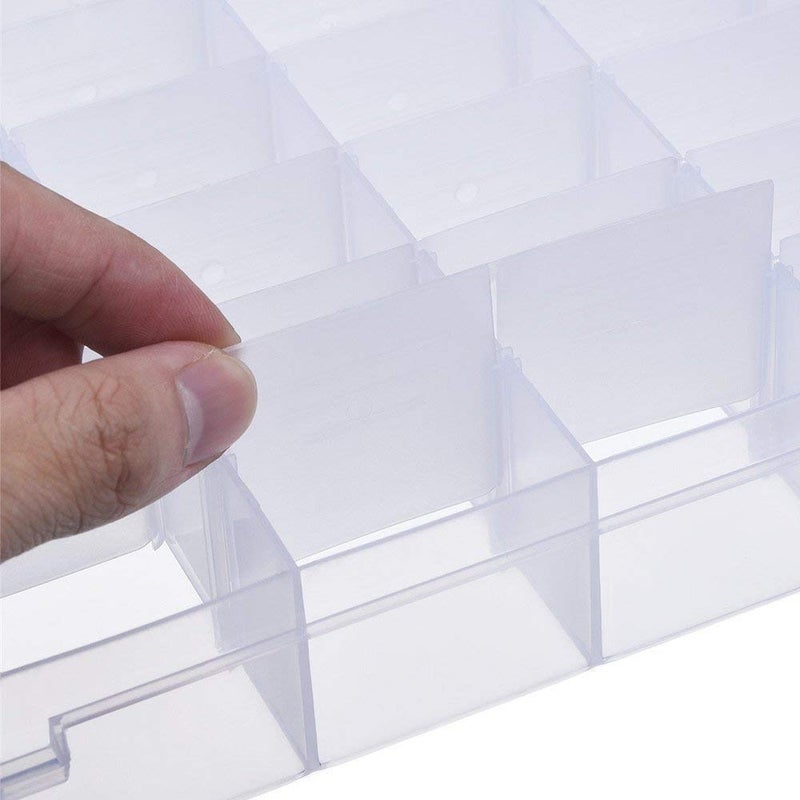 FirstTry Storage Containers Box I Plastic Adjustable Removable Organizer Dividers I Multipurpose Rectangular Box for Medicine Pills Jewelry Cosmetics Stationery Items I Transparent 15 24 Grid - Image 3