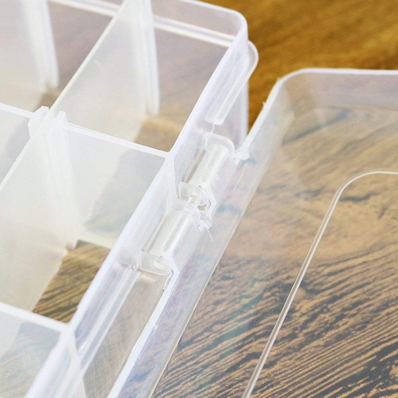 FirstTry Storage Containers Box I Plastic Adjustable Removable Organizer Dividers I Multipurpose Rectangular Box for Medicine Pills Jewelry Cosmetics Stationery Items I Transparent 15 24 Grid - Image 4