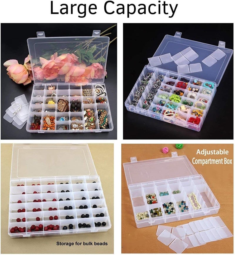FirstTry Storage Containers Box I Plastic Adjustable Removable Organizer Dividers I Multipurpose Rectangular Box for Medicine Pills Jewelry Cosmetics Stationery Items I Transparent 15 24 Grid - Image 5