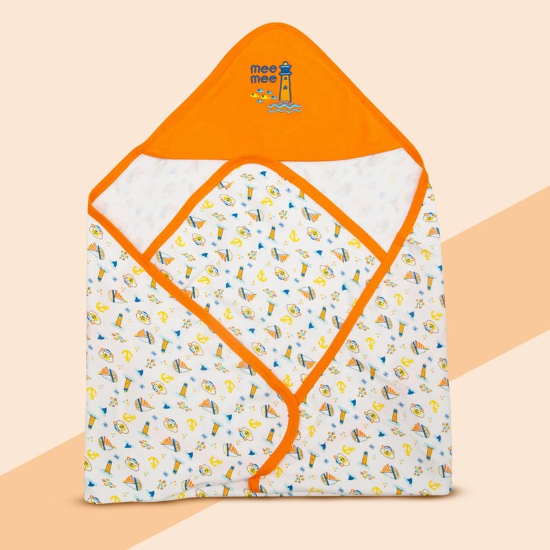 mee mee Mee Mee Warm and Soft Wrapper Blanket with Hood, Elephant, Orange (284.0mm L X 5.0mm W) - Image 2