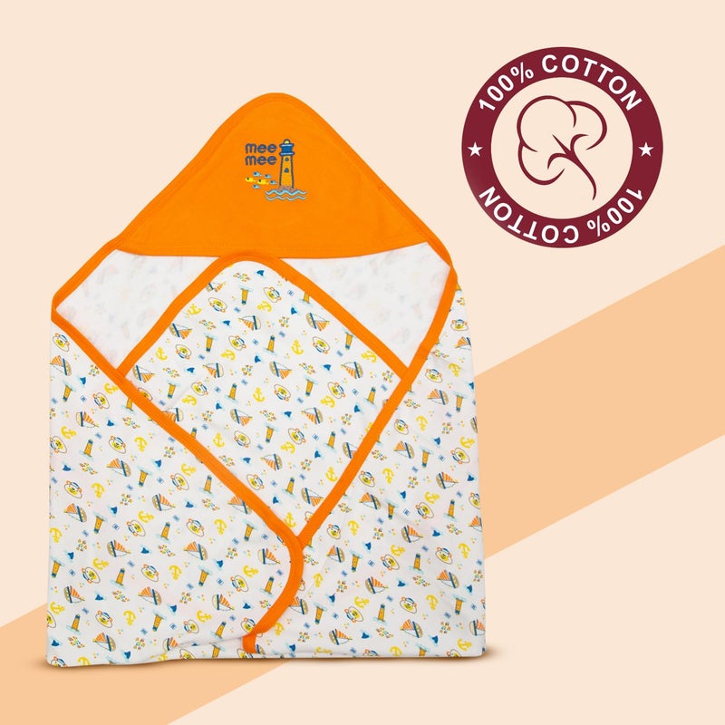 mee mee Mee Mee Warm and Soft Wrapper Blanket with Hood, Elephant, Orange (284.0mm L X 5.0mm W) - Image 3