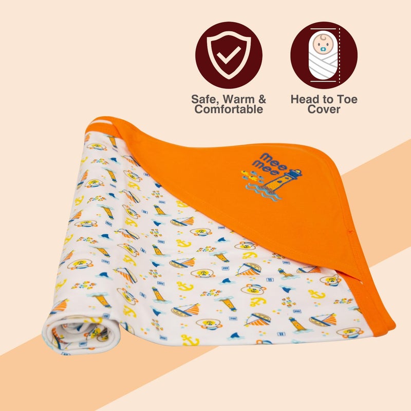 mee mee Mee Mee Warm and Soft Wrapper Blanket with Hood, Elephant, Orange (284.0mm L X 5.0mm W) - Image 4