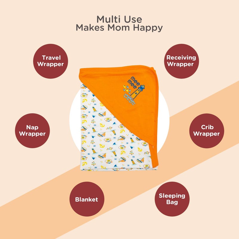 mee mee Mee Mee Warm and Soft Wrapper Blanket with Hood, Elephant, Orange (284.0mm L X 5.0mm W) - Image 5
