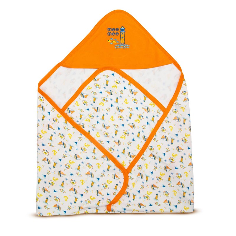 mee mee Mee Mee Warm and Soft Wrapper Blanket with Hood, Elephant, Orange (284.0mm L X 5.0mm W) - Image 1