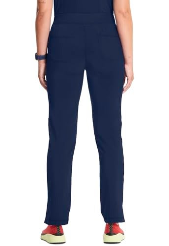 Cherokee Infinity Women's Scrub Pant Mid Rise Tapered Leg Pull-on Bottom with Moisture Wicking & 360° Stretch Fabric CK065A, M, Navy - Image 2