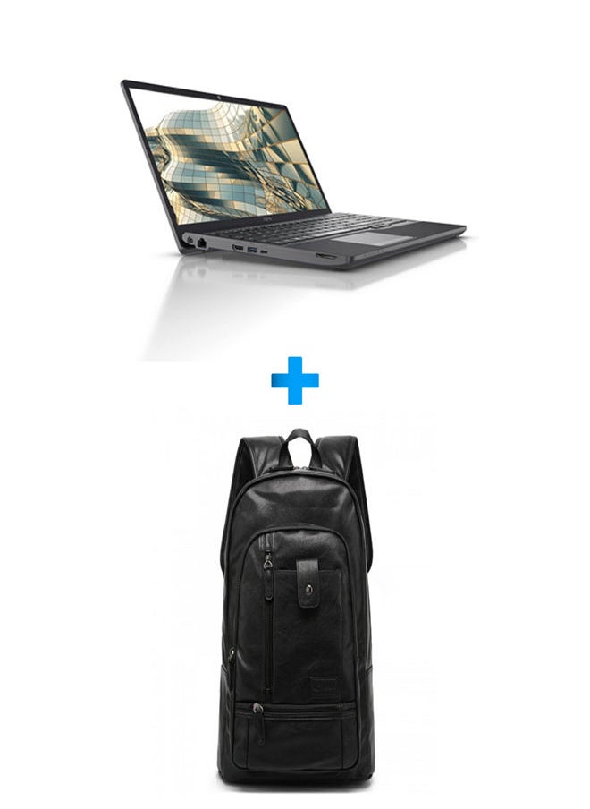 Fujitsu - A3511 Laptop With 15.6 Inch FHD/ Core I3-1115G4 /8 GB Ram /256 GB SSD /Intel UHD Free Dos/ English/Arabic Black With Casual Leather Laptop Backpack Black - Image 1