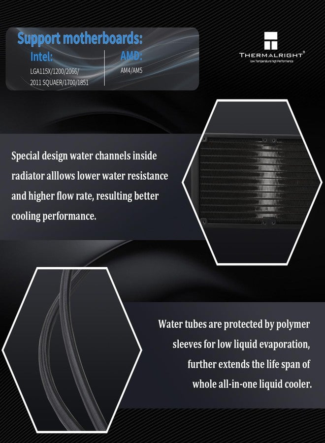 ثيرمالرايت مبرد المعالج Thermalright Grand Vision 240 ARGB أسود، نظام تبريد مائي بمواصفات PC 240، شاشة IPS LCD بدقة 480x480، متوافق مع AM4/AM5 وLGA1700/1851، مضخة عالية الأداء - Image 4