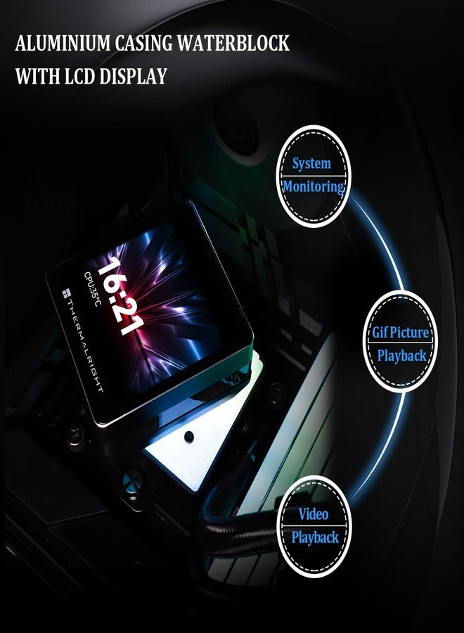 ثيرمالرايت مبرد المعالج Thermalright Grand Vision 240 ARGB أسود، نظام تبريد مائي بمواصفات PC 240، شاشة IPS LCD بدقة 480x480، متوافق مع AM4/AM5 وLGA1700/1851، مضخة عالية الأداء - Image 5