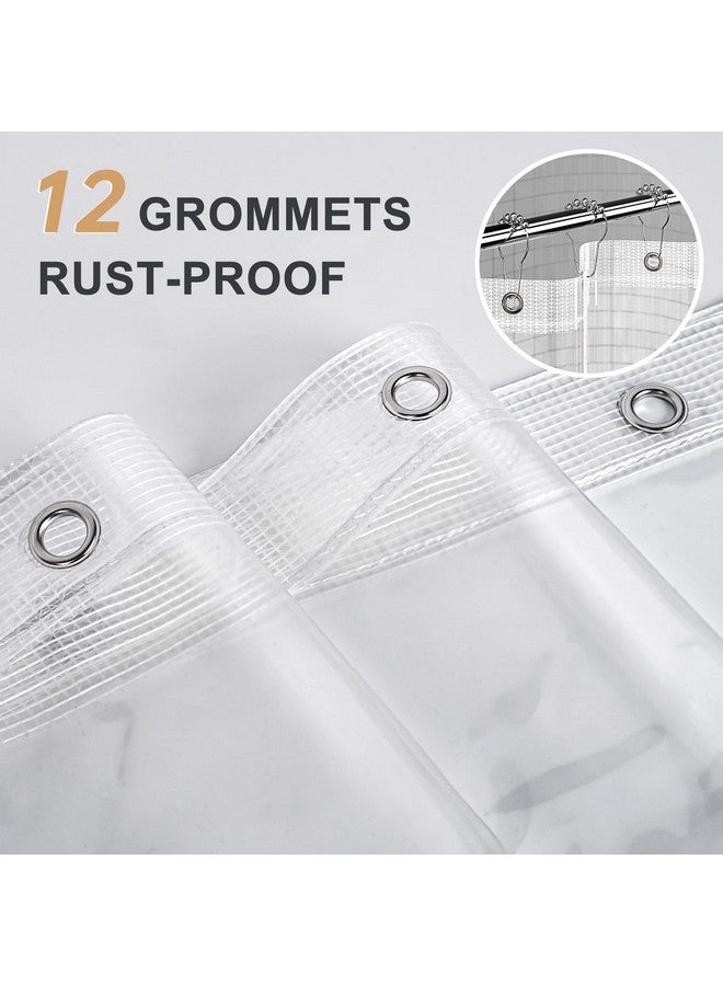AmazerBath Heavy Duty Shower Curtain Liner, 72 x 78 Inches Clear with 3 Stones and 12 Grommet Holes, Weighted Plastic - Image 2