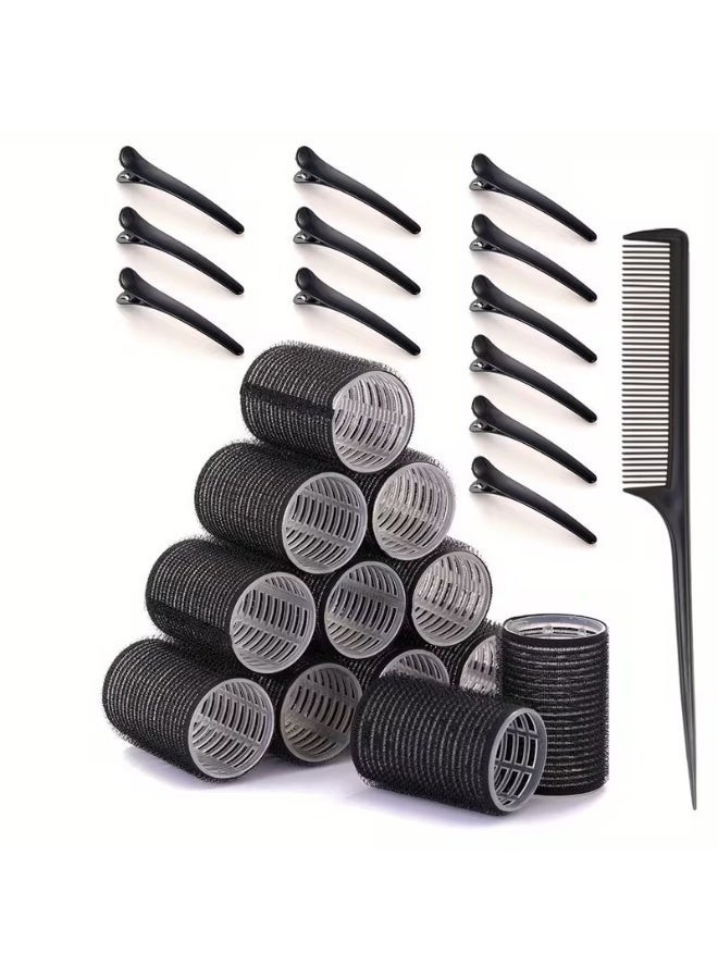 Rozino 25pcs Self-Adhesive Hair Curling Roller & Clip Set with Hairdressing Comb - Image 1