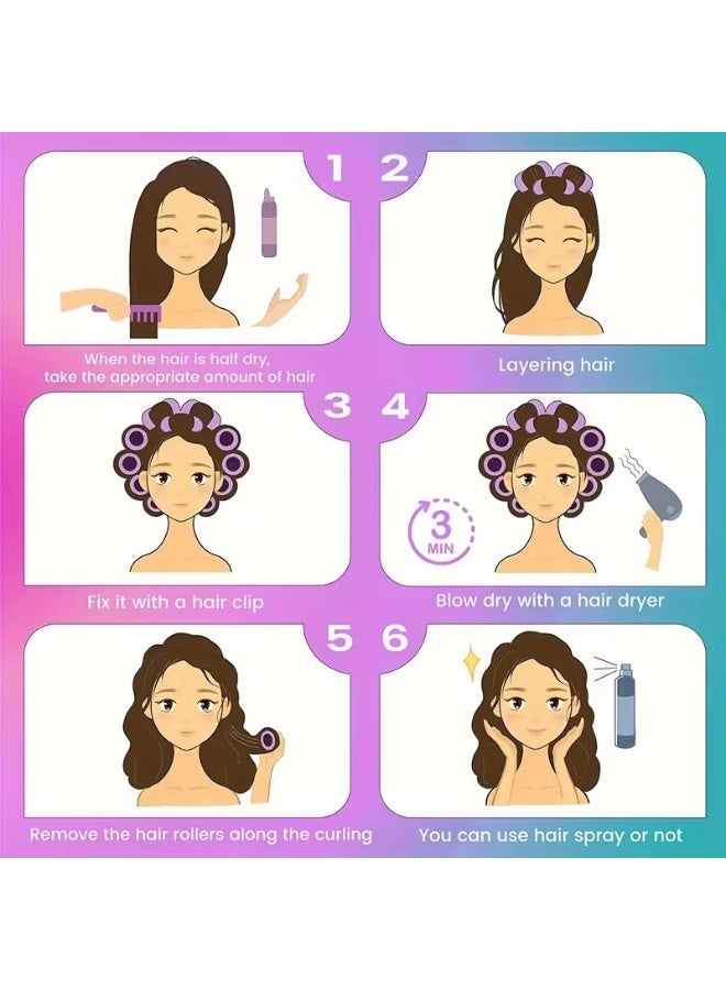 Rozino 25pcs Self-Adhesive Hair Curling Roller & Clip Set with Hairdressing Comb - Image 4
