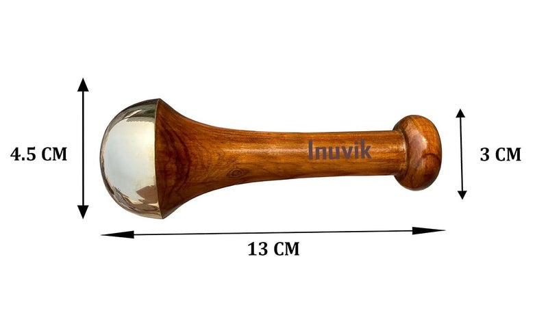 Inuvik Kansa Wand Face, Body & Foot Massager Foot Massager With Wooden Handle For Detoxification And Deep Relaxation (BRONZE SIZE: 5.5 CM) - Image 2
