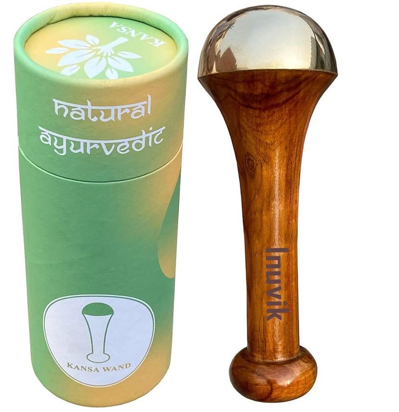 Inuvik Kansa Wand Face, Body & Foot Massager Foot Massager With Wooden Handle For Detoxification And Deep Relaxation (BRONZE SIZE: 5.5 CM) - Image 1
