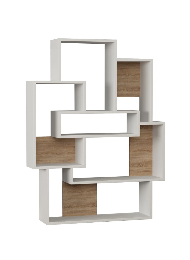 موراه مكتبة موراه هوم بارس، خزانة كتب عصرية بستة رفوف، رف كتب متعدد التخزين، خزانة عرض لغرفة النوم، غرفة المعيشة - ٢٢×١٣٢×١٠١ سم - أبيض/بلوط - Image 2