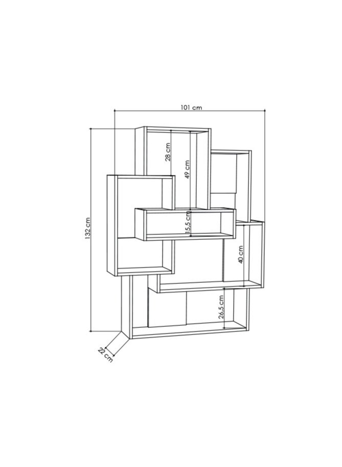 موراه مكتبة موراه هوم بارس، خزانة كتب عصرية بستة رفوف، رف كتب متعدد التخزين، خزانة عرض لغرفة النوم، غرفة المعيشة - ٢٢×١٣٢×١٠١ سم - أبيض/بلوط - Image 3