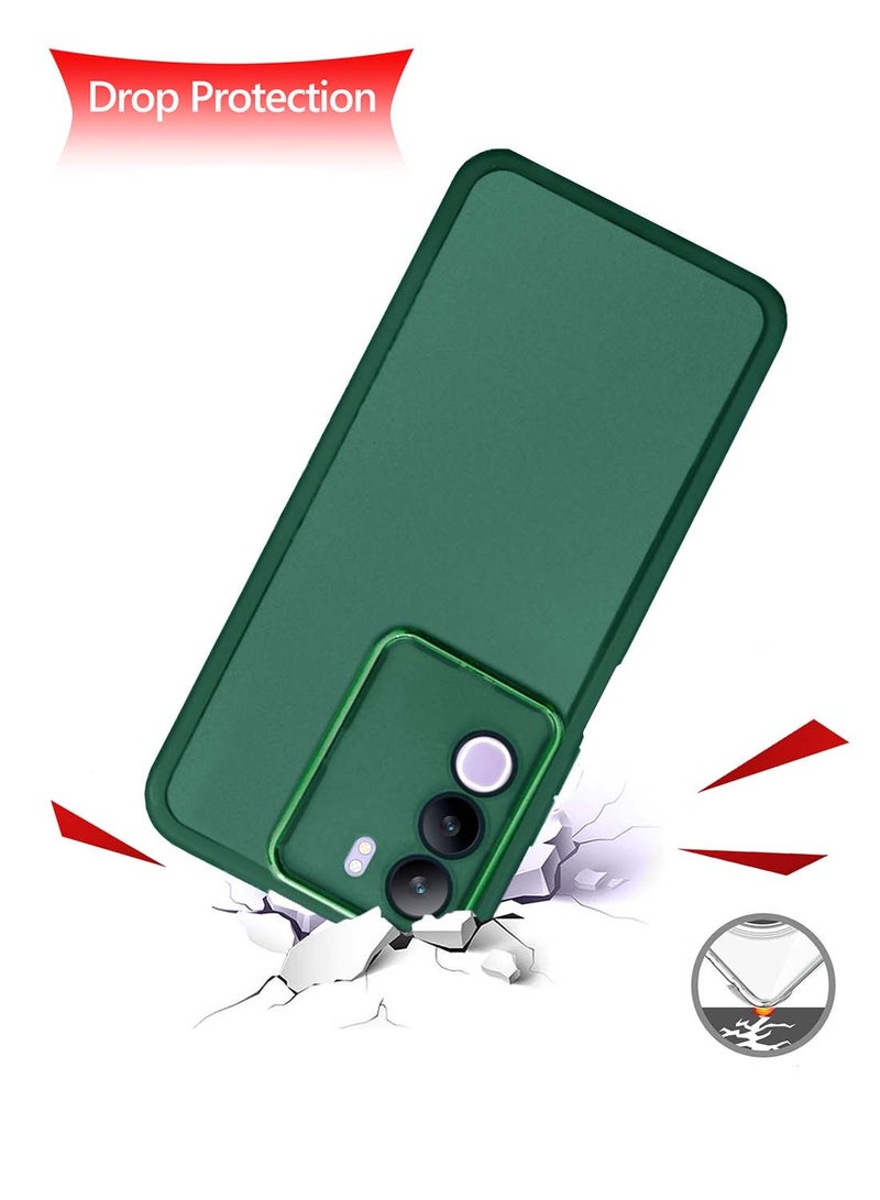 Wtech vivo Y19s 4G 2024 Soft Transparent TPU Silicone Ultra Thin Phone Stylish Electroplated Camera Border Back Case Cover - Dark Green - Image 3