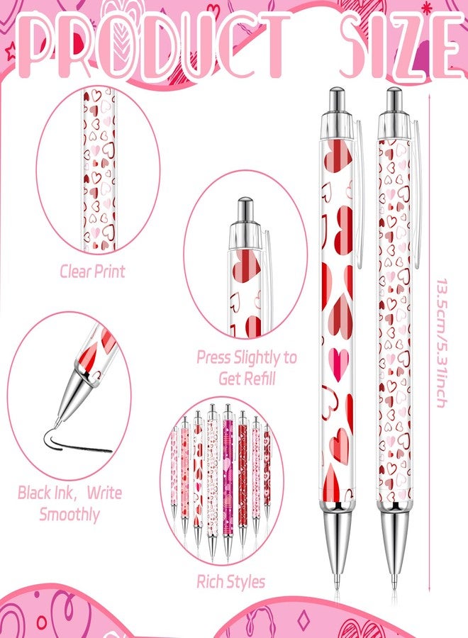 Demonwer 24 Pcs Valentine's Day Pens Romantic Heart Ballpoint Pens Cute Kawaii Stationery Supplies for Valentine's School Classroom Party Exchange Favor Supplies - Image 2