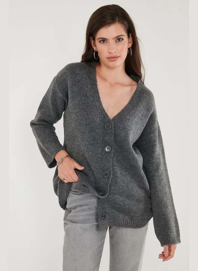 Lela Lela Regular Fit V-Neck Buttoned Knitwear Cardigan Women's CARDIGAN 4616229