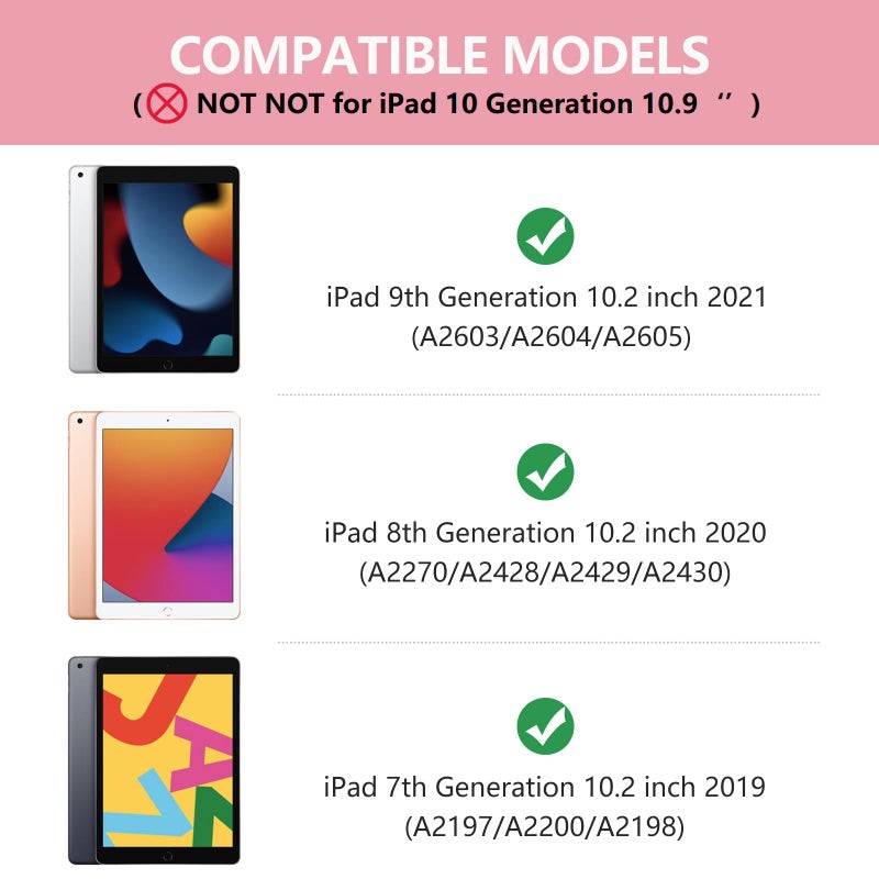 aMZCaSE Keyboard Case for iPad 9th Generation(10.2",2021), Colorful Backlight, 360Â° Slim Cover, Keyboard Case with Pencil Holder, for iPad 8th Gen 2020, 7th Gen 2019, Smart Wake/UP, Retro Red - Image 2