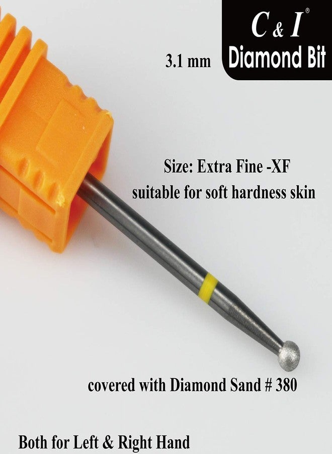 C & I Diamond Nail Drill Bit, Ball Shape Head E-File, Professional Cuticle Clean Drill Bit, Improved Diamond Powder plus Tungsten Carbide Shank 3/32” (2.35 mm) (3.1 mm, Extra Fine -XF) - Image 4