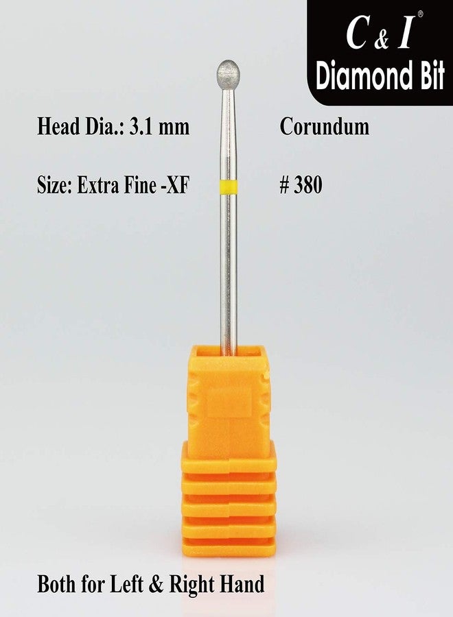 C & I Diamond Nail Drill Bit, Ball Shape Head E-File, Professional Cuticle Clean Drill Bit, Improved Diamond Powder plus Tungsten Carbide Shank 3/32” (2.35 mm) (3.1 mm, Extra Fine -XF) - Image 2