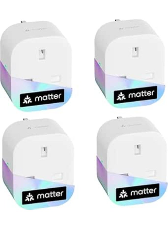 Meross Matter Smart Plug Mini with Energy Monitoring, Works with Apple HomeKit, Alexa, Google Home, SmartThings, WiFi Plug with Voice Remote Control, 13A, 4 Packs - Image 1