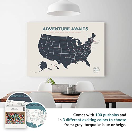 Epic Adventure Maps - USA State Travel Adventure Map Poster - Includes Push Pins - Beige / 24 x 17 Inches - Image 5
