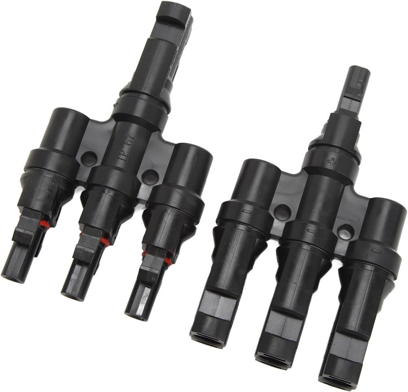 PV Solar Branch Connectors 1 to 3, T Type Parallel Connector for Solar Panel Array, IP67 High Current Carrying Capacity with PPO Shell and Copper Conductor for - Image 4