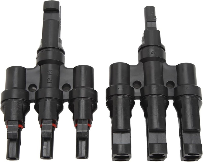 PV Solar Branch Connectors 1 to 3, T Type Parallel Connector for Solar Panel Array, IP67 High Current Carrying Capacity with PPO Shell and Copper Conductor for - Image 3