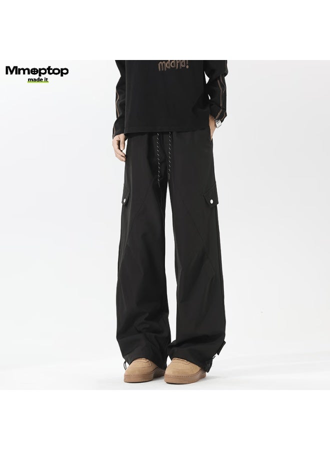 Mmoptop Men's Hiking Work Pants Spring Summer American Paratrooper Loose Straight Casual Trousers Mxxk112 Black 2XL - Image 2
